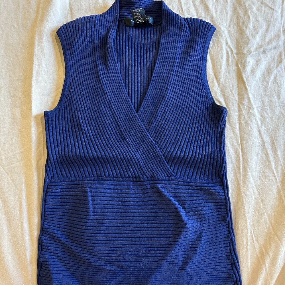 August Silk Petite Small PS Ladies Tank Navy Blue Top 32% Silk